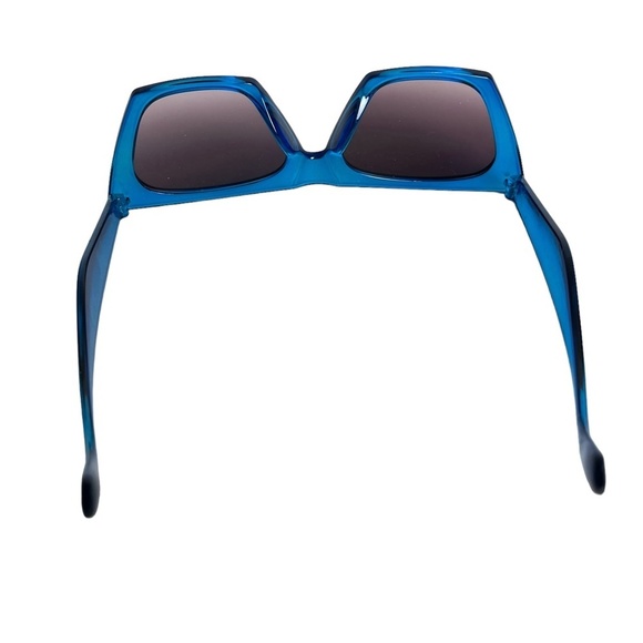SUNGLASSES SUN GLASSES Blue Plastic Frames Cat Eye Shades Beach Vacation Summer - Picture 13 of 16